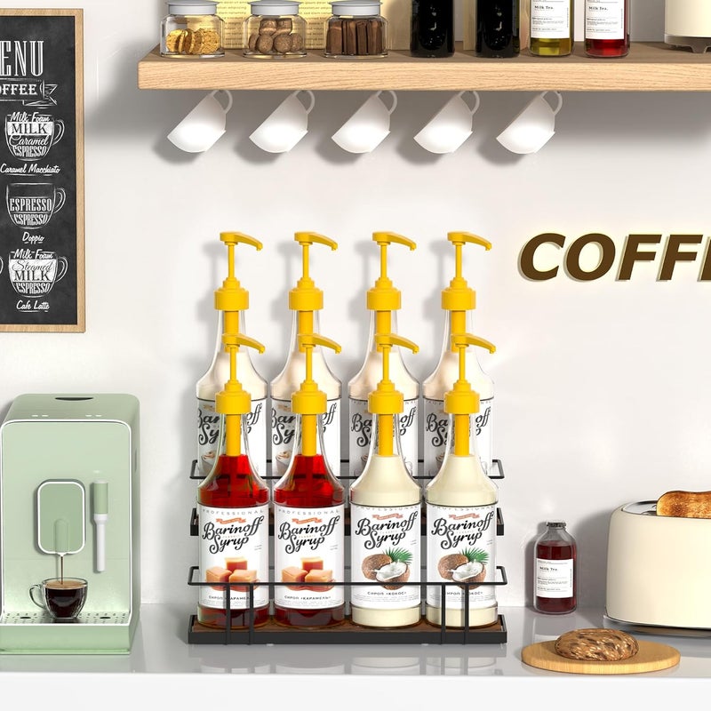 Alyoen Coffee Syrup Rack Organizer, 8 Bottles Syrup Holder Stand for Coffee Bar, Small Coffee Bar Organizer Shelf, Coffee Station Organizer for Countertop Wine, Liquor - Image 4